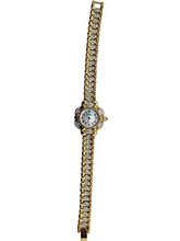 Goldtone & Rhinestone Flower Wrist