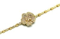 Rhinestone Studded Flower Bracelet Ladies Gold Tone Flower Wrist Fashion