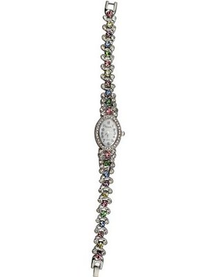 Silvertone & Rainbow Rhinestone Wrist