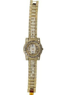 uWomen's Fashion Watch Brilliant Goldtone Rhinestone Wrist 