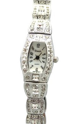 uWomen's Fashion Watch Elegant Jewel Encrusted Ladies Rhinestone Studded Wrist Fashion Silver Tone 