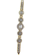 uWomen's Fashion Watch Goldtone & Rhinestone Target Wrist 