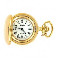 Woodford Ladies Gold Plated Full Hunter Quartz Analogue 1234 with Chain and Roman Dial (Suitable for Engraving)