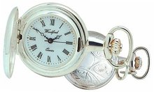Woodford Ladies' Quartz Full-Hunter Pocket , 1201, Sterling Silver Mini with 30 Inch Chain (Suitable for Engraving)