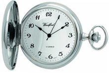Woodford Mechanical Full-Hunter Pocket , 1027, Chrome-Finished with Chain (Suitable for Engraving)