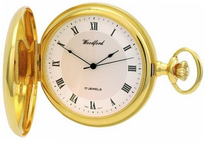 Woodford Mechanical Full-Hunter Pocket , 1028, Gold-Plated with Chain (Suitable for Engraving)