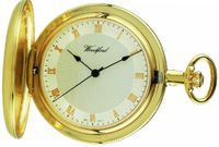 Woodford Mechanical Full-Hunter Pocket , 1053, Gold-Plated Sun-Burst Dial with Chain (Suitable for Engraving)