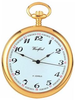 Woodford Mechanical Open-face Pocket , 1031, Gold-Plated Arabic Dial with Chain (Suitable for Engraving)