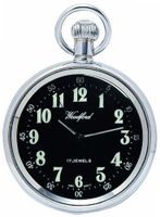 Woodford Mechanical Open-face Pocket , 1040, Chrome-Finished Black Arabic Dial with Chain (Suitable for Engraving)