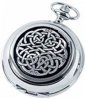 Woodford Quartz Pocket , 1873/Q, Chrome-Finished Never Ending Knot Pattern with Chain (Suitable for Engraving)