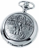 Woodford Quartz Pocket , 1880/Q, Chrome-Finished Fisherman Pattern with Chain (Suitable for Engraving)