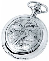 Woodford Quartz Pocket , 1881/Q, Chrome-Finished Golfing Pattern with Chain (Suitable for Engraving)