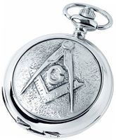 Woodford Quartz Pocket , 1887/Q, Chrome-Finished Masonic Pattern with Chain (Suitable for Engraving)