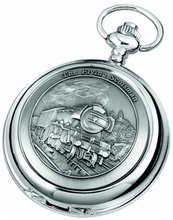 Woodford Quartz Pocket , 1893/Q, Chrome-Finished Flying Scot Pattern with Chain (Suitable for Engraving)