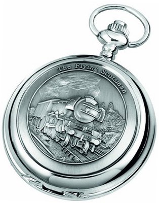 Woodford Quartz Pocket , 1893/Q, Chrome-Finished Flying Scot Pattern with Chain (Suitable for Engraving)