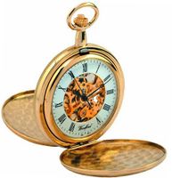 Woodford Skeleton Full-Hunter Pocket , 1038, Gold-Plated Twin-Lidded with Chain (Suitable for Engraving)