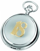 Woodford Skeleton Pocket , 1898/SK, Chrome-Finished Gilt 18th Birthday Pattern with Chain (Suitable for Engraving)