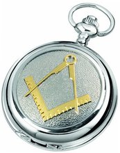 Woodford Skeleton Pocket , 1905/SK, Chrome-Finished Gilt Masonic Pattern with Chain (Suitable for Engraving)