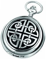 Woodford Skeleton Pocket , 1909/SK, Chrome-Finished Celtic Knotwork Pattern with Chain (Suitable for Engraving)