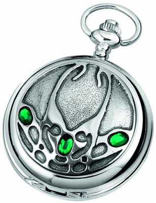 Woodford Skeleton Pocket , 1914/SK, Chrome-Finished Archibald Knox Pattern with Chain (Suitable for Engraving)