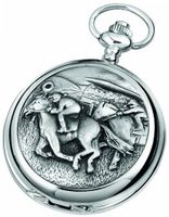 Woodford Skeleton Pocket , 1915/SK, Chrome-Finished Horse Racing Pattern with Chain (Suitable for Engraving)