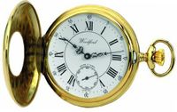 Woodford Swiss-Made Mechanical Half-Hunter Pocket , 1010, Deep Gold-Plated Separate Second-Hand Dial with Chain (Suitable for Engraving)
