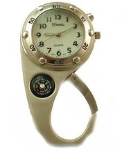 Clip on Bag Pocket W/compass & Back Light Matt Silver Tone