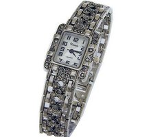 EXCLUSIVE Square Marcasite Ladies Analog Bow Bracelet - Japan Movement