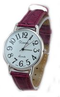 Ladies Silver Tone Case Purple Leather with Easy to Read Dial