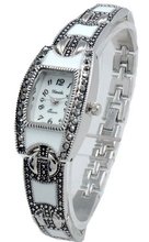 New Vintage Style Marcasite With white Enamel Bracelet