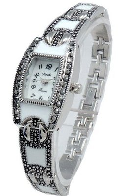 New Vintage Style Marcasite With white Enamel Bracelet