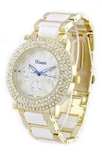 Swarovski Crystal Accented Gold-Tone Genuine Ceramic Fashion