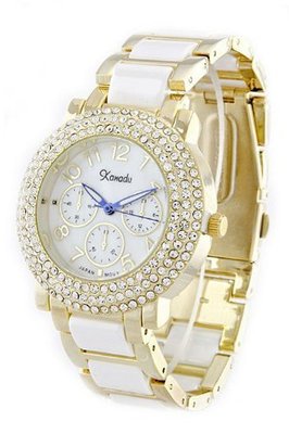 Swarovski Crystal Accented Gold-Tone Genuine Ceramic Fashion