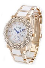Swarovski Crystal Accented Rosegold-tone White Ceramic Fashion