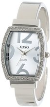 XOXO XO1095 Rhinestone Accented Tonneau Silver Dial Bangle