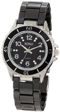 XOXO XO2000 Swarovski Crystal Accented Silver-Tone Black Ceramic Bracelet