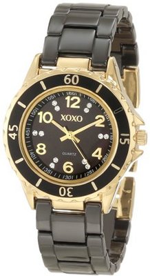 XOXO XO2001 Black Ceramic and Gold-Tone with Swarovski Crystal Accents