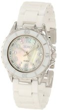 XOXO XO2003 Swarovski Crystal Accented Silver-Tone White Ceramic Bracelet