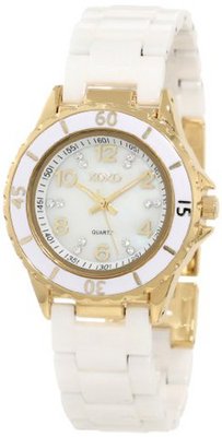 XOXO XO2004 Swarovski Crystal Accented Gold-Tone White Ceramic Bracelet