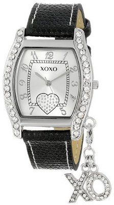 XOXO XO3089 Black Lizard Strap with "XO" Charm