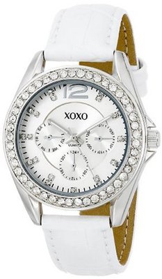 XOXO XO3186 Rhinestone Accent Dial White Crocodile Strap
