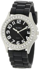 XOXO XO3271 Black Dial Crystal Bezel Boyfriend Silicone Rubber Strap
