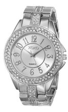 XOXO XO5463 Rhinestone Accent Silver-Tone Analog Bracelet