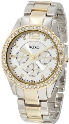 XOXO XO5478 Two-Tone Bracelet With Rhinestones Accent Bezel
