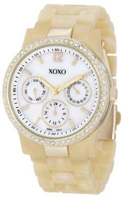 XOXO XO5521 Plastic Horn Bracelet with Rhinestones on Gold Case