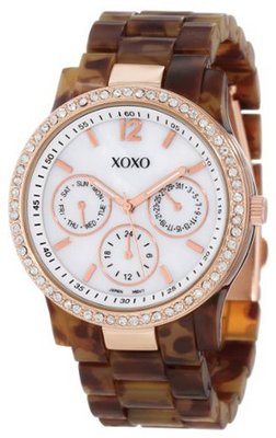 XOXO XO5525 Tortoise Bracelet with Rhinestones on Rose Gold Case