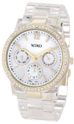XOXO XO5527 Clear Bracelet with Rhinestones on Gold Case