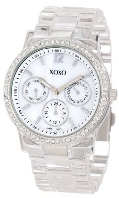 XOXO XO5529 Clear Bracelet with Rhinestones on Silver Case