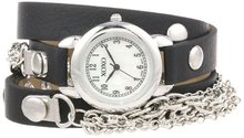 XOXO XO5621 Black Band with Chains Accent Double Wrap
