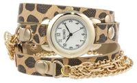 XOXO XO5624 Cheetah Patterned Band with Chains Accent Double Wrap